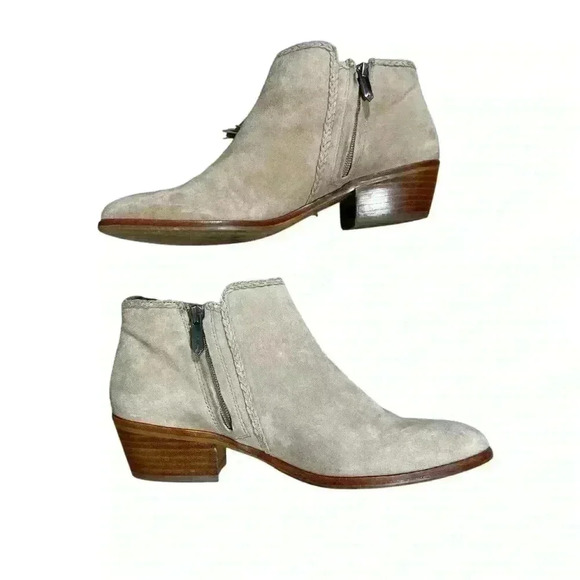 Sam Edelman Paige Zipper Fringe Ankle Bootie Boots Putty Size 8 - Picture 6 of 7